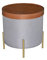 ASPECT Valentine Round Ottoman With Tray Top (Light Grey Linen)