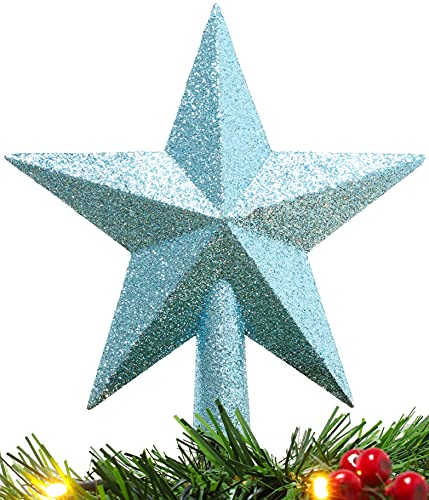 Christmas Concepts® 20cm Glitter Tree Top Star Decoration – Christmas Tree Topper (Ice Blue)