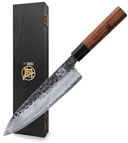 MITSUMOTO SAKARI 8-Inch Japanese Gyuto Chef Knife, 3-Layer 9Cr18MoV