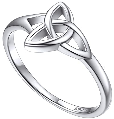 FOCALOOK 925 Silber Ehering für Damen Triquetra Ring Trauring Verlobungsring Partnerring Keltischer Schmuck für Hochzeit Jahrestag Größe 54 (17.2)