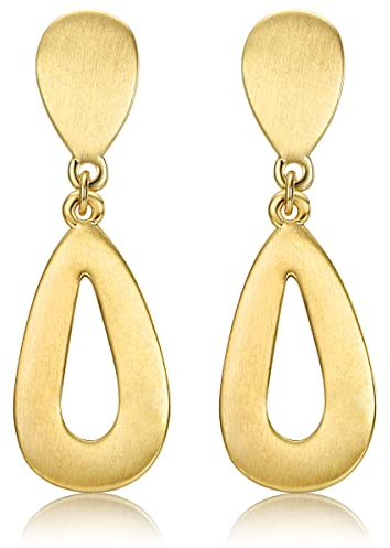 ADRAMATA Ohrring Clip für Damen Gold Ohrclips Damen Ohne Ohrlöcher Großer Runder Wassertropfen Baumelnde Ohrringe Matt Gehämmert Geometrische Ohrringe Fake Earrings Gold Ohrringe Non Piercing