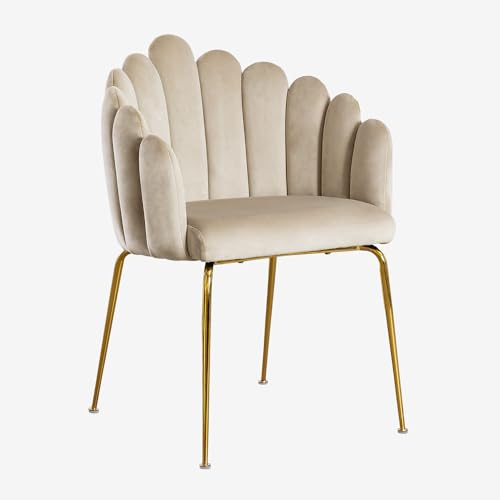 SKLUM Esszimmerstuhl aus Samt Markina Beige Creme