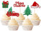 Xsstarmi 30 Pack Christmas Cupcake Toppers Glitter Truck Tree Hat Cupcake Picks Gift Box Cake Decorations for Christmas Theme Baby Shower Birthday Party Supplies