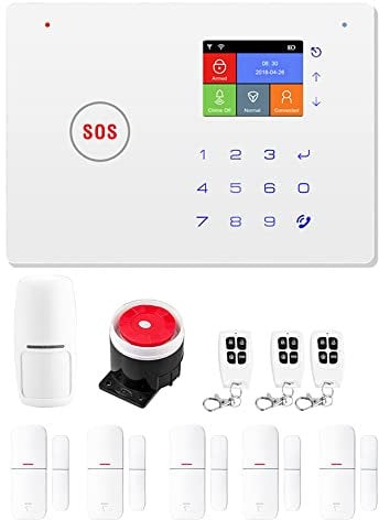 Splenssy Sistema de alarma de seguridad para el hogar GSM+WiFi, sensor de movimiento para puerta/ventana, kit de alarma de control remoto, APP/control remoto/control de teclado de panel