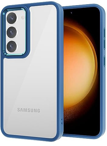 iCatchy Case for Samsung Galaxy S23 Plus 5G 6.6-Inch Anti-Scratch Clear Hard Back Transparent Bumper Shockproof Anti Yellowing Phone Cover - Blue