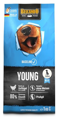 BELCANDO Baseline Young [1kg] Trockenfutter für Hunde | Alleinfuttermittel für Junge Hunde mittlerer und großer Rassen