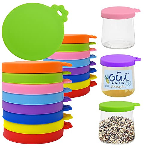 Oui Joghurtglas-Deckel – 8 Stück Silikon für Oui Deckel Yoplait Joghurtbehälter, wiederverwendbar, versiegelt gegen Auslaufen, Ersatzabdeckungen für Oui-Joghurtgläser, Glasbehälter in 8 Farben