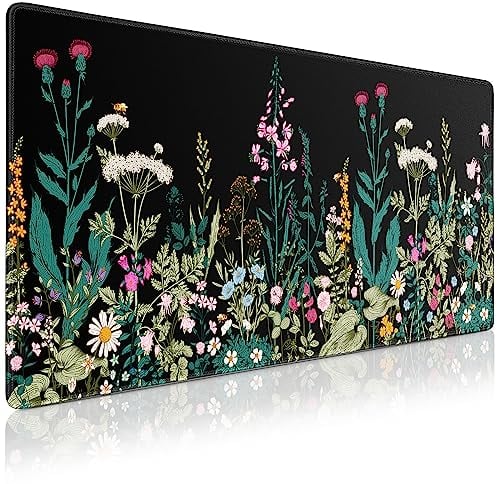 Acezeek Mousepad XXL,900x400(35.4×15.7in) Gaming Mauspad mit genähten Kanten, rutschfeste Gummimatte,wasserdichte Mauspad/Mousepads für Zuhause, Büro,Gaming(Blumen und Pflanzen)