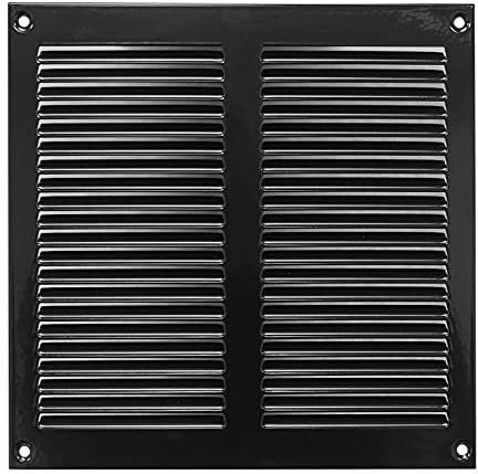 200x200mm Grille de Ventilation en Acier Noir avec Moustiquaire - Grilles d'aération Métallique