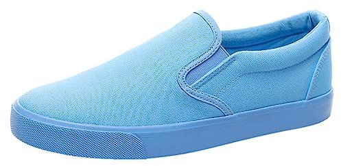 Jamron Hombre Color Sólido Slip On Zapatos de Lona Zapatillas Casual Sneakers Plimsolls Azul Cielo SN0706142 EU40