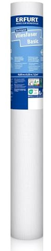 Erfurt Vliesfaser Basic 108 Weiß überstreichbare Vliestapete weisse Tapete mit Struktur 1 Rolle 10.05 x 0.53m