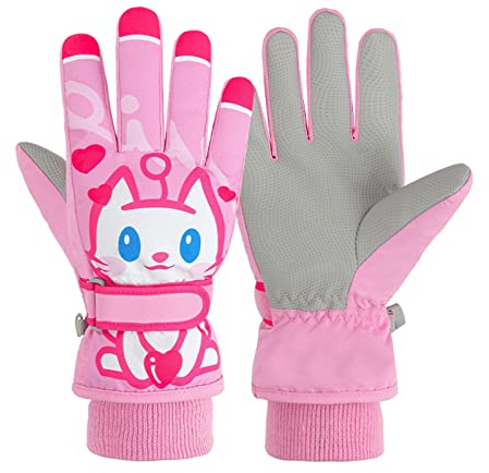 rtdgcv Winter Skifahren Cartoon Druckhandschuhe Warme Handschuhe Warme niedliche Druckhandschuhe Reithandschuhe Winddichte Handschuhe Haarschmuck Damen Hochzeit Perlen Kinderhandschuhe für