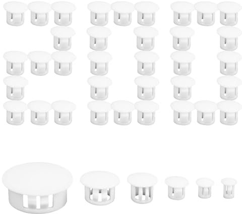 200Pcs Plastic Hole Plugs, 6 Sizes Round Snap on Screw Covers White, 5/6/8/10/13/25mm White Screw Caps for Chair Cabinet Furniture Home Kitchen