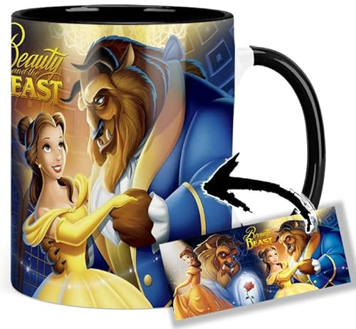 Beauty And The Beast Tasse Innen & Henkel Schwarz Keramikbecher Mug
