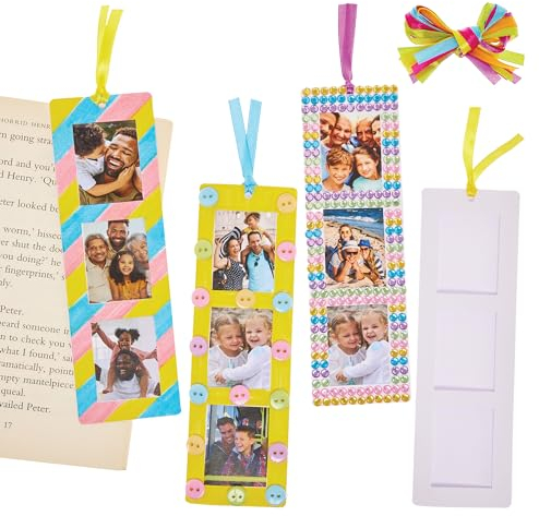 Baker Ross FX945 Lesezeichen mit Fotorahmen - Packung mit 12, Bastelarbeiten für Kinder