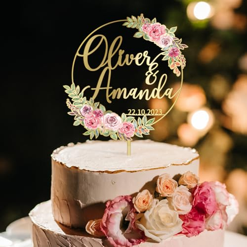 Party to Be Cake Topper Hochzeit Personalisiert Hochzeitstorte Deko in Acryl Custom Mr und Mrs Tortenstecker mit Namen (Design 02)