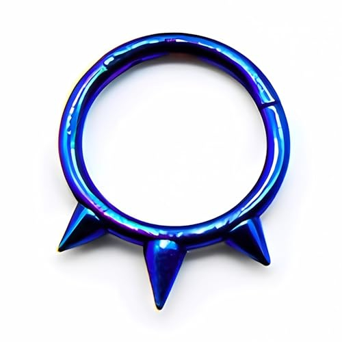 Decentraland 1 Stück 16G Blau Durchmesser 12mm Spike Nase Septum Mund Hoop Ohrring Knorpel Chirurgenstahl Gothic Ring Piercing Schmuck