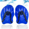Pale da Mano per Nuoto Adulto, Pagaia Professionale Forma Ergonomica per Allenamento in Piscina, Accessorio Unisex Con Elastico, 1 Paio Blu