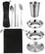 10 Piezas Vajilla para Acampar Acero Inoxidable, Cubiertos para Exteriores 2 Personas con Plato, Plato, Taza, Cuchara, Tenedor, Cuchillo, Palillos, Vajilla para Acampar para Acampar, Viajar, Picnic