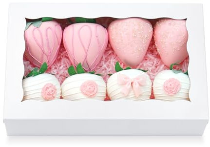 JOHOPACK 20pcs 8x5x2 Inch Cookie Boxes, Bakery Boxes with window Chocolate Covered Strawberries Boxes Treat Boxes for Macaroon Dessert Pastry Muffins