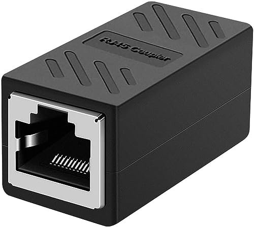 RJ45 Ethernet Coupler Extender, RJ45 Coupler for Cat7/ Cat6e/Cat6/Cat5e/Cat5 Ethernet Cable Extender Adapter Female to Female rj45 Extender for PC Switch Router Gaming Console -1 Pack