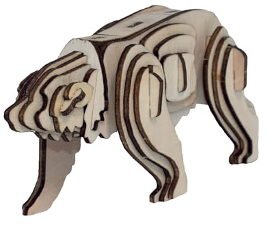 Eco 3D Holzpuzzle - Bär von Deluxebase Nachhaltiges Holz Tier Puzzle Bastelset Modellbausatz für Lernspielzeug und Kinder Party Favors