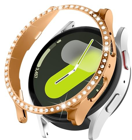 YuiYuKa Funda Glitter Diamond para Samsung Galaxy Watch 7 40 mm/44 mm funda protectora mujer, carcasa rígida PC ligera protección completa funda de repuesto smartwatch para Galaxy Watch 7