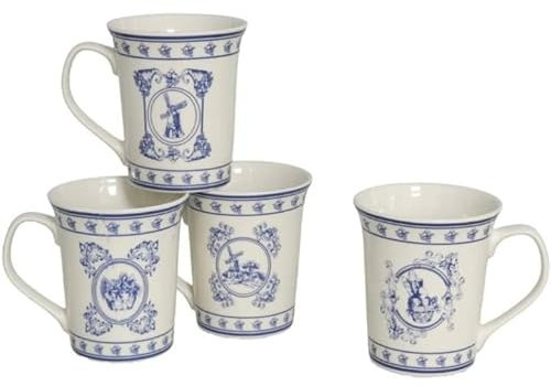 MIELIMON Set de 4 Tazas de cerámica cónica con asas de 342ml para café, café con leche y té