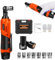 Orange 3/8 Inch Cordless Ratchet Wrench 12V Power Right Angle Electric Ratchet Wrench Multi-Purpose Repair Tool with 2 Rechargeable Lithium-Ion Battery and 1 Charger