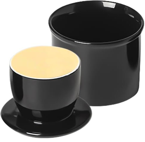 Beurrier français refroidi à l'eau avec couvercle rond, beurrier français avec ligne d'eau, cloche à beurre en céramique, cloche à tartiner, noir