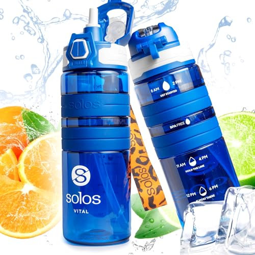 Gourde d'eau en Tritan non toxique, Bouteille réutilisable sans BPA, Bleue gourde d'eau étanche et ergonomique, Avec marquage de capacité d'hydratation, 0,75L bouteille sportive