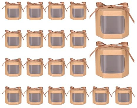 Anlising 20PCS Kraftpapierbox mit Sichtfenster, 10x10x10CM Brown Kraft Paper Boxes, Kraftpapier Geschenkboxen, Kraftpapierboxen mit Fenster, Kleine Schachteln,für Schmuckverpackung,Hochzeit,Geburtstag