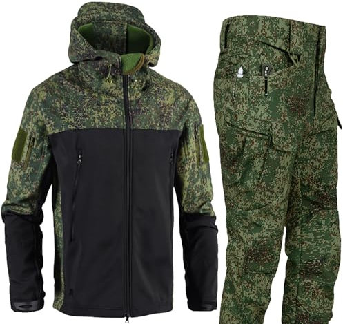 Taktische Uniformen Set Herren Zweiteiler Wasserabweisend Winddicht Militärische Armee Kampfanzug Gefütterte Polar-Fleece Funktionsanzug Camouflage Softshell-Jacken-Hosen 2 Teiler Militär Anzüge