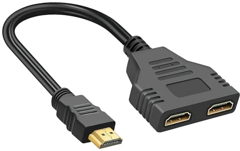 TNSLAND HDMI Splitter 1 in 2 Out Kabel Unterstützt Zwei Fernseher Gleichzeitig HDMI Adapter 2 Monitore Gleichzeitig HDMI Kabel Splitter HDMI für LCD Monitor HDTV HD LED und Projektoren