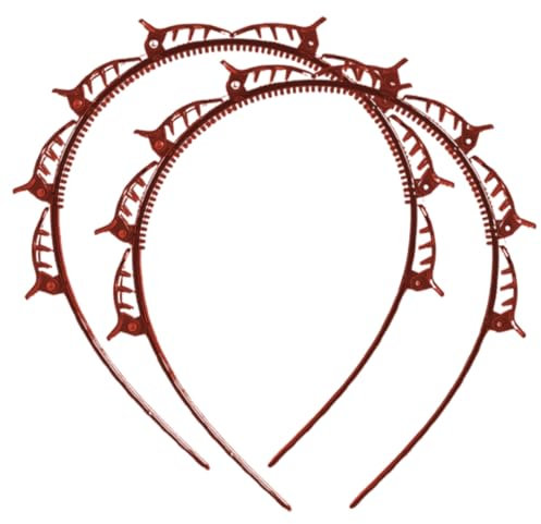 XYTAHDM 2 Pièces Serre-Tête avec Pinces, Double Bangs Hairstyle Hairpin, Bandeau Plastique Cheveux avec Épingle à Cheveux, Bandeau à cheveux antidérapant, Pour femmes et Enfants