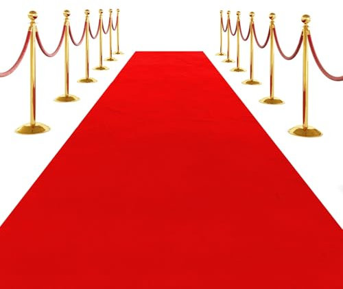 Roter Teppichläufer, 90 x 100 cm, hochwertiger Filz-Gangläufer mit Teppichband, für Hochzeit, Eingang, Film, Themenpartys, Event, Dekoration, Bühnenabdeckung, VIP, roter Teppich