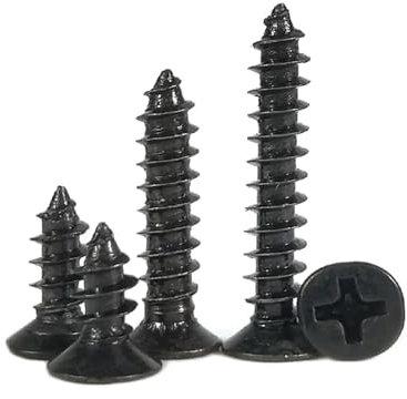 PVUV 100pcs M3 M3.5 M4 Black Carbon Steel Cross Flat Countersunk Head Self-tapping Mini Screw Electrical(30mm,M3)