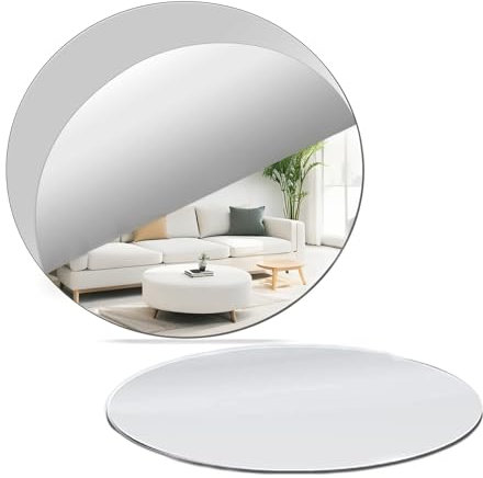JMNHSOA 2 Stück Runde Kreis Spiegel Wandaufkleber Dekospiegel DIY,20cm Acryl Spiegel Wand Dekor,Selbstklebende Flexibler Spiegel HD für Schlafzimmer,Wohnzimmer (2mm)