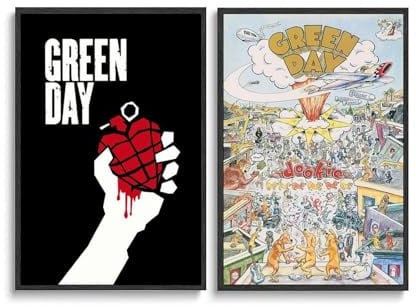 Generisch 2 PCS Green Poster Day Rock Band Music Album Vintage Cover Für Zimmer, Ästhetische Leinwand-Wandkunst, Schlafzimmer-Dekor 12x18inch(30x45cm)