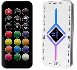 2-IN-1 ARGB PWM Fan Hub with Controller,9 x 4 Pin PWM Fan Connectors,9 x 5V 3PIN ARGB Ports,Magnetic Base and SATA Power 18 Port (White)