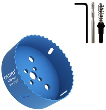 CATITO Sega a tazza bimetallica da 100 mm, sega a tazza per faretti, sega a tazza per illuminazione da incasso LED, ideale per plastica, legno, compensato (100 mm)