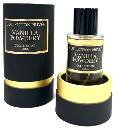 Profumo VANILLA POWDERY Collection Privée Nouvelle Edition (Gold Edition), idea regalo, profumo di lunga durata e unisex da 50 ml, prodotto in Francia (VANILLA POWDERY)