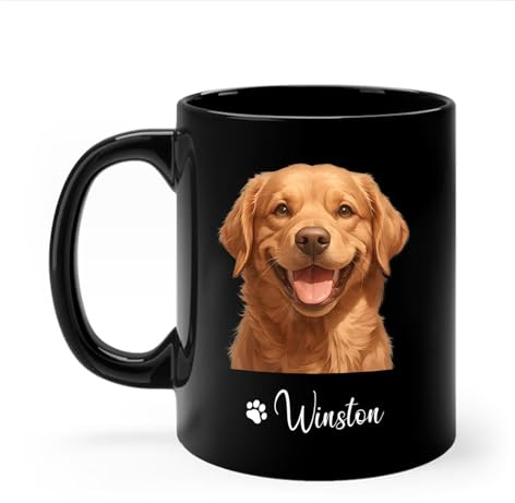 Mug Fox Red Labrador Retriever Dog Face Black Tea Cup Personalised with Your Text Ceramic Cup Premium Coffee Cups Work for Men Women Restaurants 330Ml