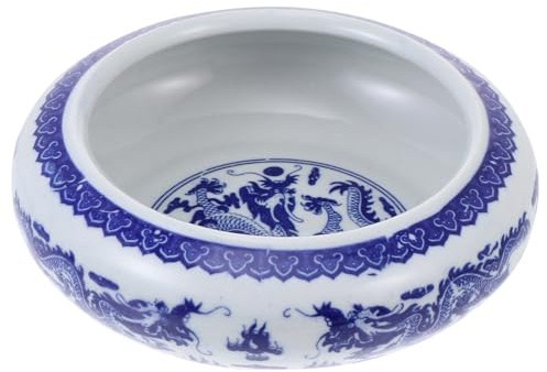 Zerodeko Keramik Tuschepinsel Waschschale Blau Weiß Porzellan Pinselhalter für Chinesische Kalligrafie Zuhause