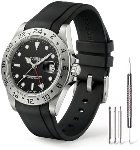 HORACE 20 mm Uhrenarmband aus Premium FKM Kautschuk – Flexibel, Wasserdicht & Langlebig – Kompatibel mit Rolex Explorer II 16570 40mm