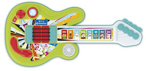 Clementoni Baby – Tiergitarre, elektronisches Musikinstrument ab 18 Monaten, 3 Spielmodi und 8 interaktive Tasten, entwickelt Koordination und Kreativität, 17978