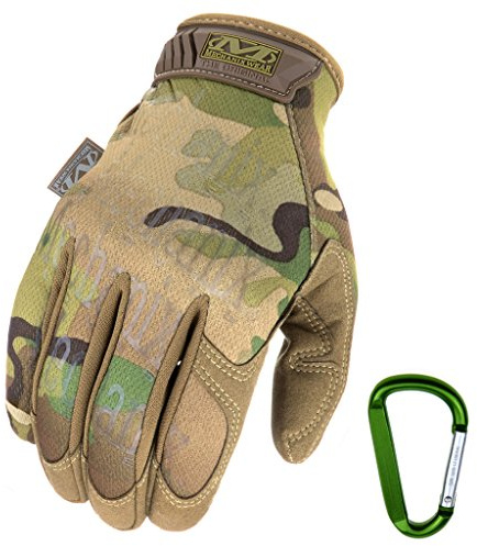 Mechanix Wear ORIGINAL Einsatz-Handschuhe, atmungsaktiv & Abriebfest + Gear-Karabiner, Original Glove in Schwarz, Coyote, Multicam/Größe S, M, L, XL
