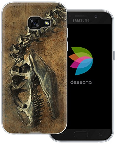 dessana Dinosaurier Welt transparente Silikon TPU Schutzhülle 0,7mm dünne Handy Tasche Soft Case passend für Samsung Galaxy A5 (2017) Dino Knochen