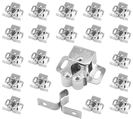 LOOTICH Acero Doble Rodillo Pestillo de Glope Cierres para Puerta de Armario Cocina Casa y Muebles Baño Cerradura de Captura de Puertas (20 Pcs)