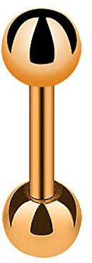 Piersando Universal Piercing Barbell Hantel Brust Intim Ohr Tragus Helix Zunge Ohr Cartilage Stab Stecker Edelstahl mit Kugeln 1,2mm x 8mm x 3mm Rosegold